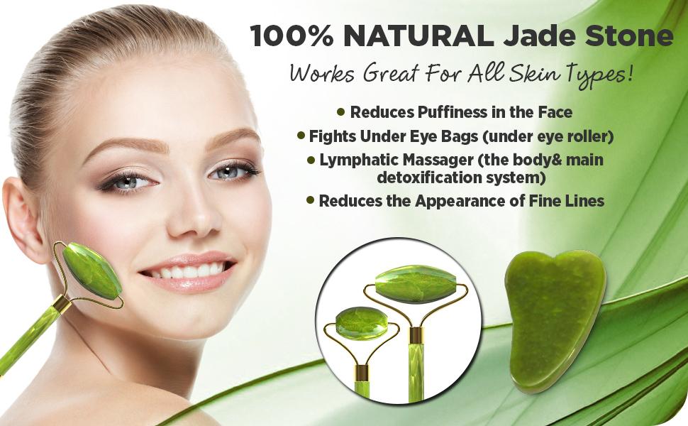 jade roller for face gua sha set massage tool
