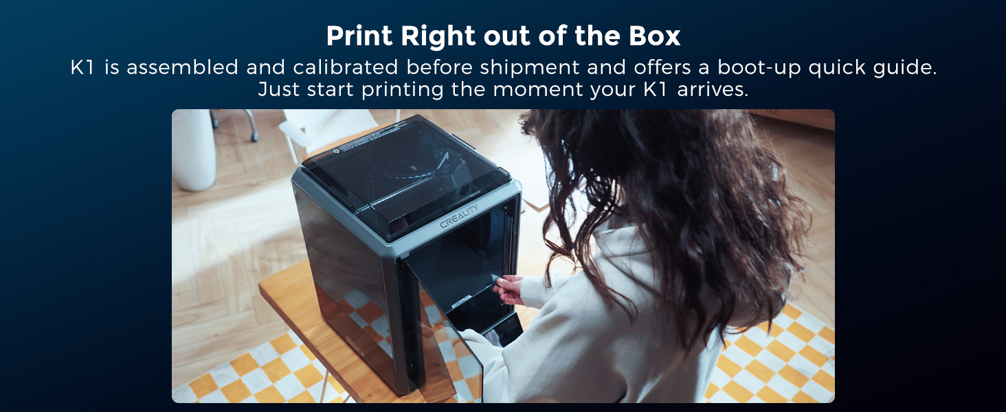 Creality K1 3D Printer with Auto Leveling 600mm/s Printing Speed 2000mm/s² Acceleration, 300℃ High-Temp 32mm³/s Flow Hotend Dual-Gear Direct Extruder Build Volume 8.66x8.66x9.84 inch 14 1