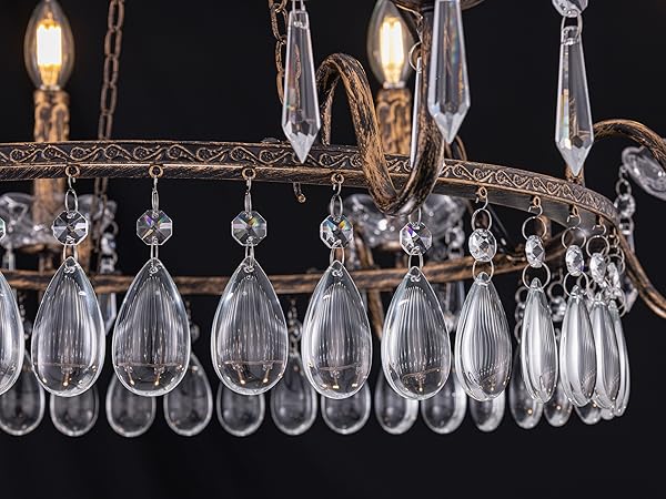 TOCHIC Crystal Chandelier, 8 Lights Farmhouse French Empire