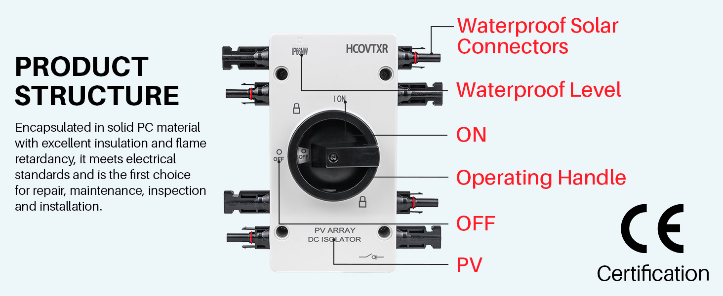 HCOVTXR Solar Disconnect Switch 32Amp 1000VDC