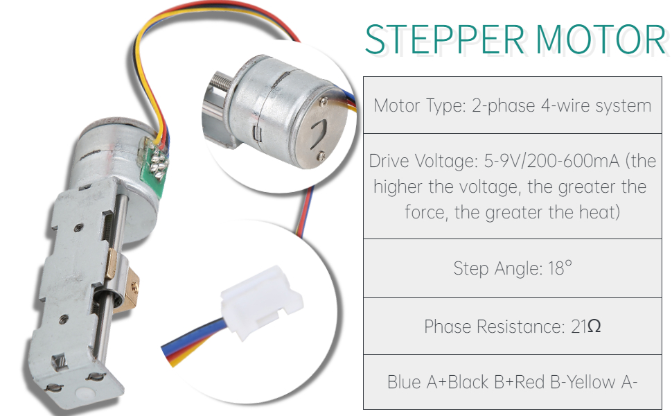 Mini Linear Lead Screw Nut Slider 2‑Phase 4‑Wire Stepper