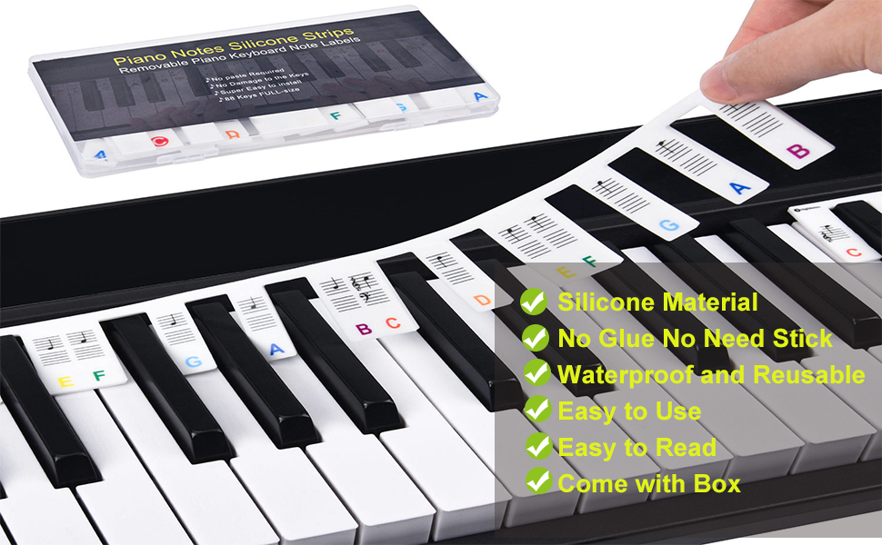 Removable Piano Keyboard Note Labels Silicone Piano Notes