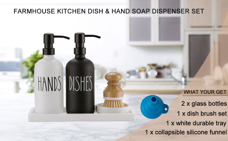 Glass Soap Dispenser for Kitchen Sink,Farmhouse Kitchen