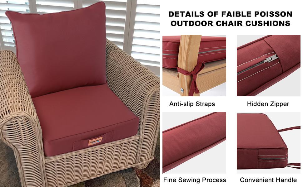 Faible Poisson Outdoor Chair Cushions, 20 x 20 Inch