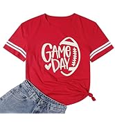 Game Day Football T Shirts Women Tis The Season Football Graphic Tee Funny Sunday Shirt Casual Sh...
