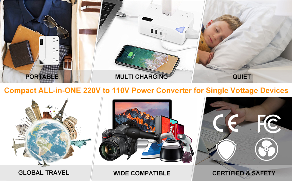 Voltage Converter Us to Europe and Universal Travel Adapter