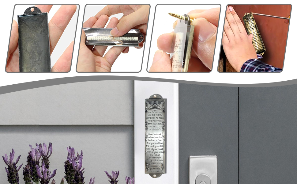 Zariocy Set of 2 Mezuzahs Metal Mezuzahs with Scrolls for