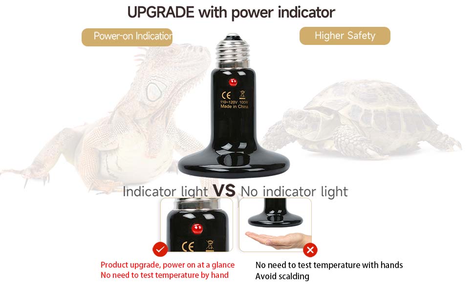 BOEESPAT Ceramic Heat Emitter with Pilot Lamp 60W 2pack Reptile Heat Lamp Bulb