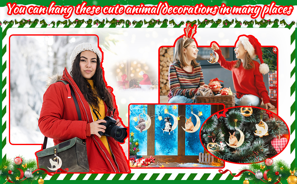 Christmas Tree Animal Ornaments, DoublePrinted Hanging
