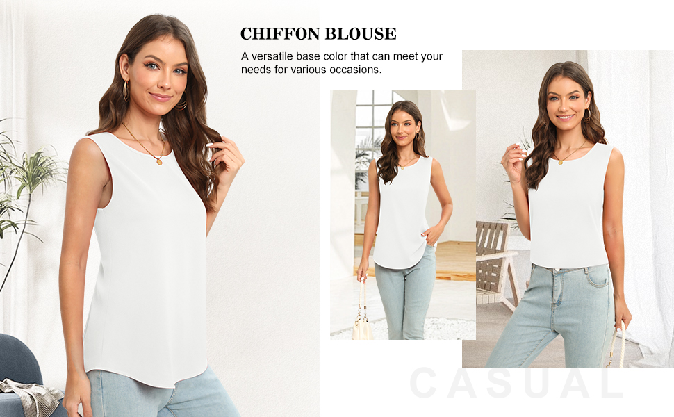 Women's Sleeveless Chiffon Tank Top