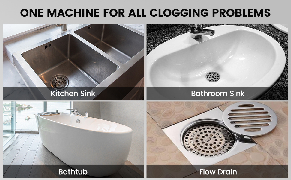 Aiment Electric Drain Auger Unclogger Tool 18FT Cordless Snake Drain