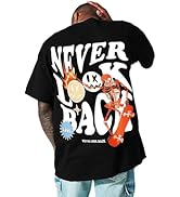 Mens Graphic Tees Vintage T-Shirts Oversized Letter Print Casual Crewneck Cotton Top Short Sleeve...