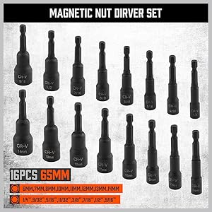 Amazon.com: HORUSDY 47Pcs Nut Driver Set SAE and Metric
