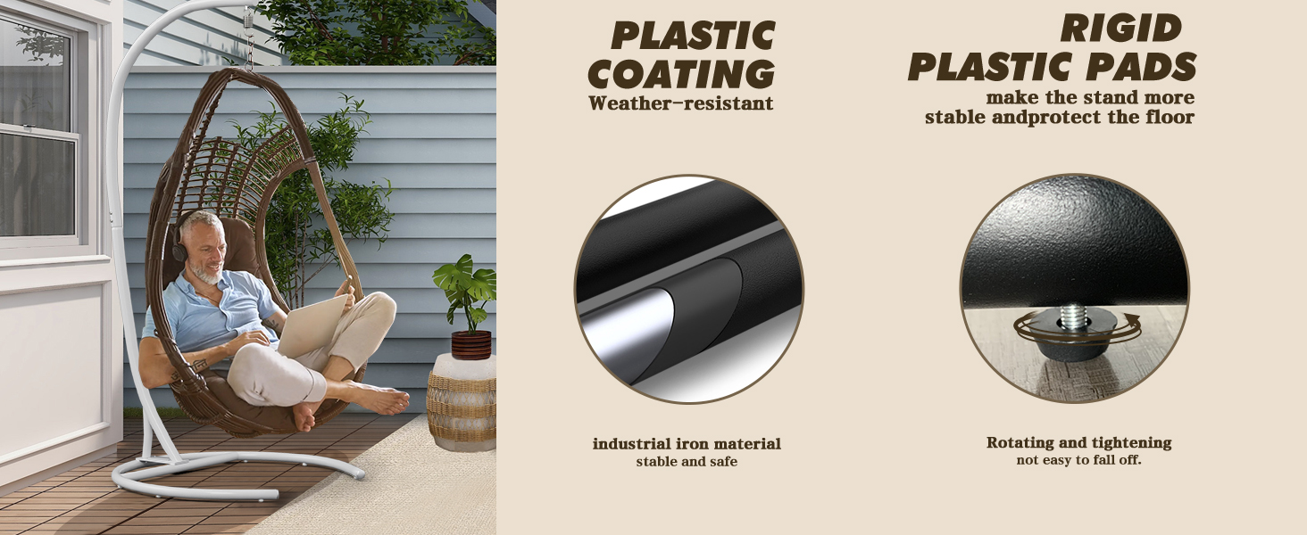 Hammock Stand Only Hammock Chair Stand Only Hanging Chair Stand Only Swing Stand Frame Outdoor Indoor Egg Chair Stand Only C Stand for Hanging Chair Swing Porch Heavy Duty (White) 20 7