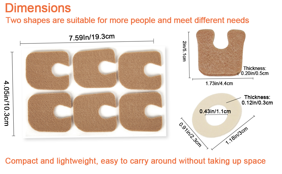 Callus Cushions U-Shaped Callus Pads and Elliptical Foam Corn Pads Set for Foot 