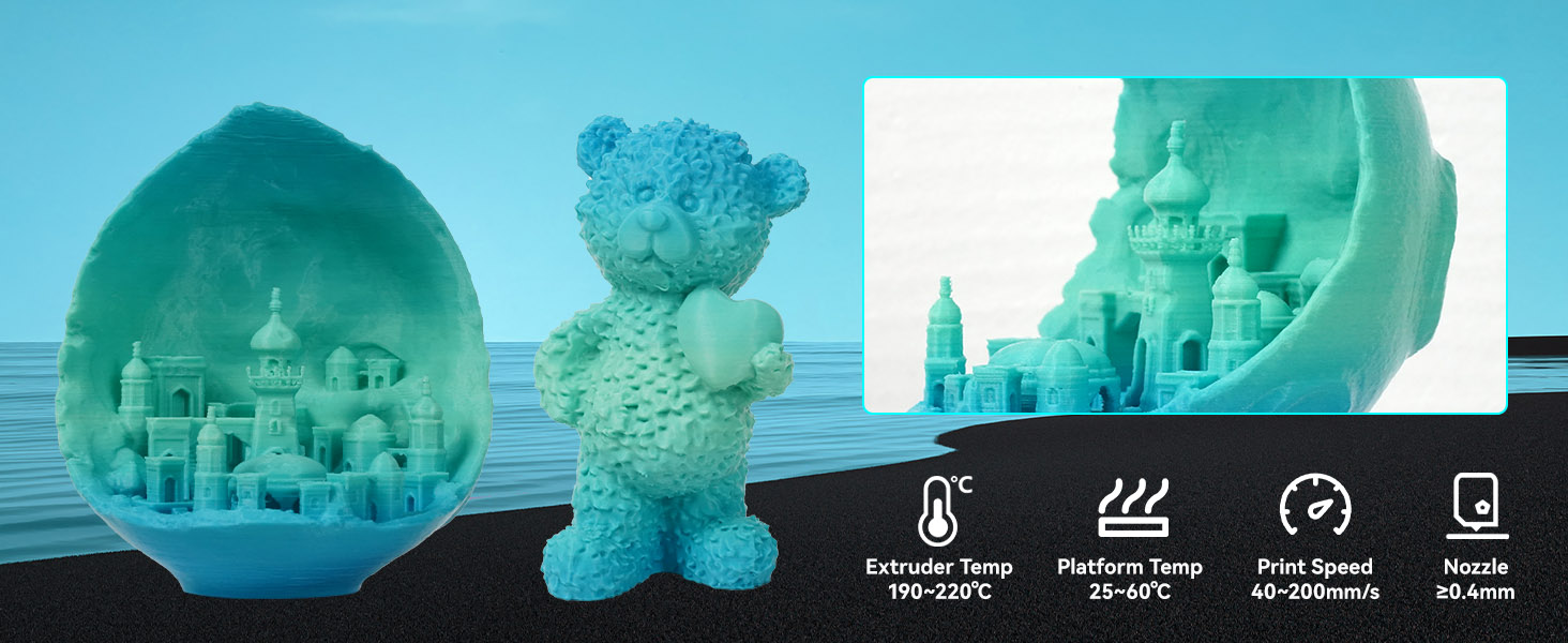 FLASHFORGE PLA Filament 1.75mm, 3D Printer Filament 1kg (2.2lbs) Spool, Dimensional Accuracy +/- 0.02mm, 3D Printing Filament Easy to Use and Fits for Most FDM 3D Printers (Green) 10 gardient pla