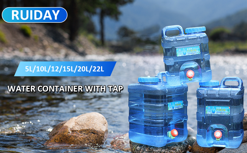 RuiDay 522L Water Container with Tap,Portable Plastic Camping Water