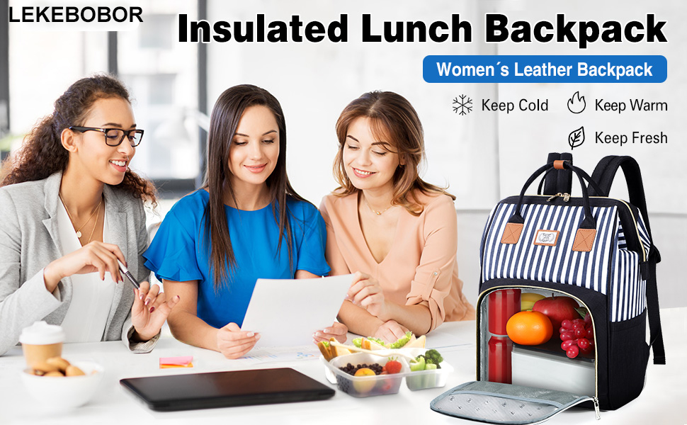 Lekebobor Laptop Backpack with Lunchbox, Lunch Backpack for Women Men