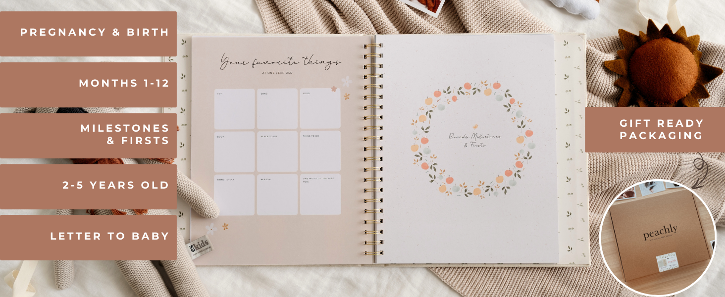 Peachly baby memory book baby book for girls baby shower gift for first time mom journal