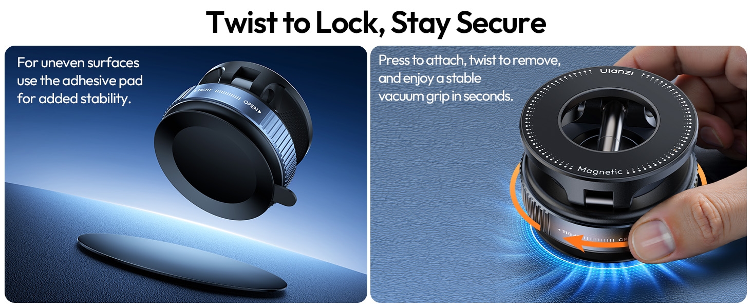 ULANZI Upgraded Smartphone Vacuum Suction Mount(Black)