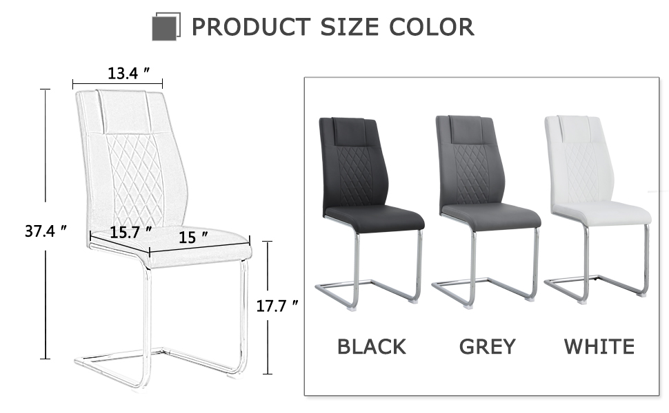 POULEII Dining Chairs Set of 4, Upholstered Dining Chairs with CShaped Tube Chrome