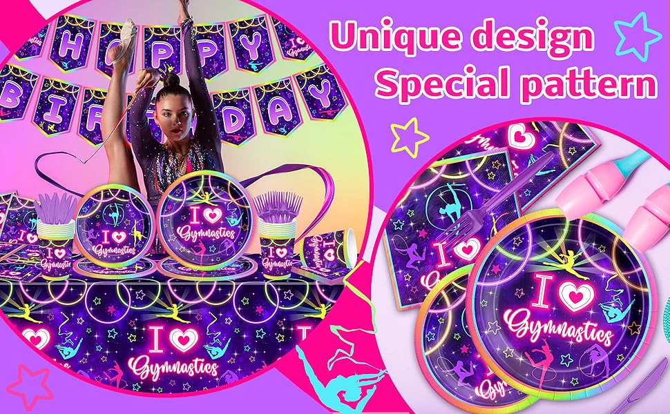 Gymnastics Birthday Party Supplies142Pcs Neno Gymnastics