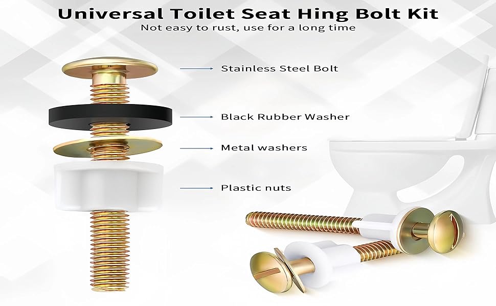 2PCS Universal Toilet Seat Bolts Screws Set Heavy Duty Toilet Seat