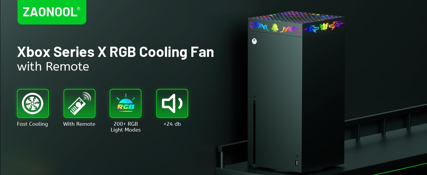ZAONOOL RGB Cooling Fan for Xbox Series X with Remote and 3