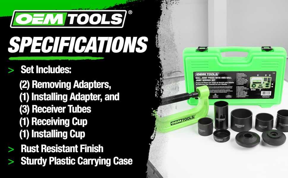 OEMTOOLS 37089 Ball Joint Press With 4WD Ball Joint Service Set For Cars And Trucks