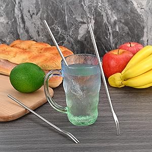 Long Handle 2-Tine Fruit Forks, 8.7 Inch Round Solid Handle Picks Forks for Jar