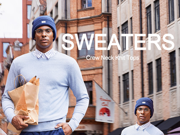 メンズウェア CREWNECK PULLOVER & SLIM LONG PANTS Amazon.com: COOFANDY Mens Crewneck Pullover Sweater Long