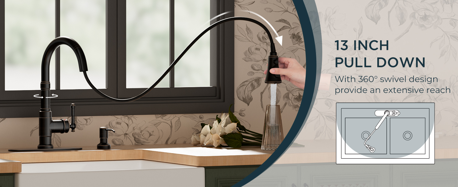 kitchen faucet with pull down sprayer