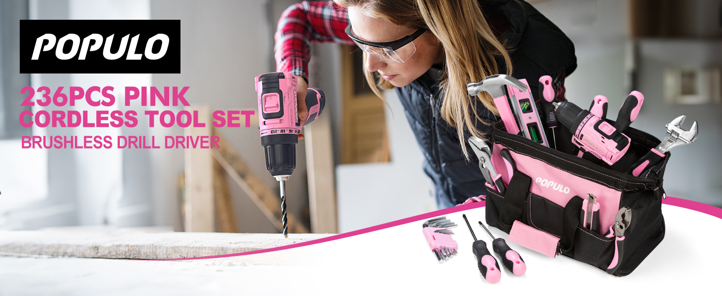 pink tool set