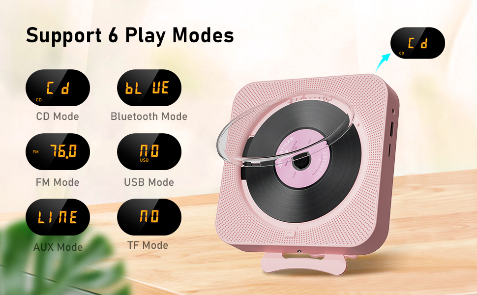 MICOCIOUS Portable CD Player with Bluetooth, Desktop CD