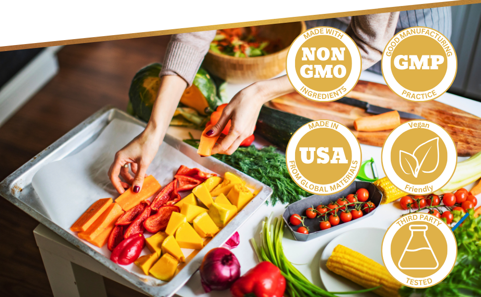 Non gmo good manufacturing practice made in the usa vegan friendly third party tested