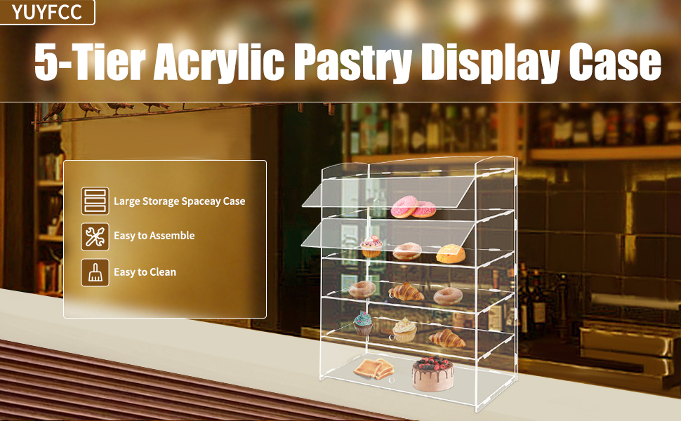 5Tier Acrylic Display Case Clear Bakery Pastry Storage