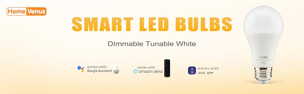 HVS Smart Light Bulbs,9W A19 E26 Dimmable Tunable Cool Warm White LED ...