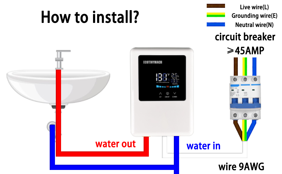 ECOTINYMACH Tankless Water Heater Electric 110V, 4000W Instant Water Heater Under Sink