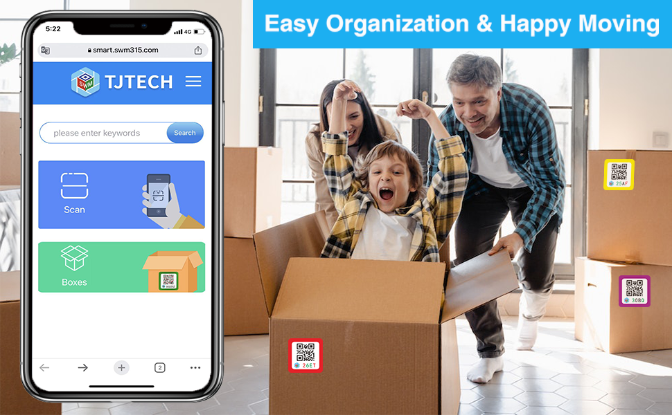 SWMTJTECH Storage & Organization Labels with 48 QR Code