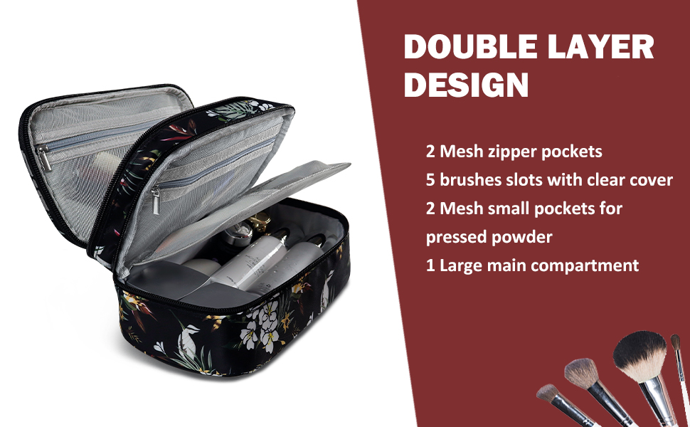 Gloppie Cosmetic Case Double Layers Makeup Box Travel Size