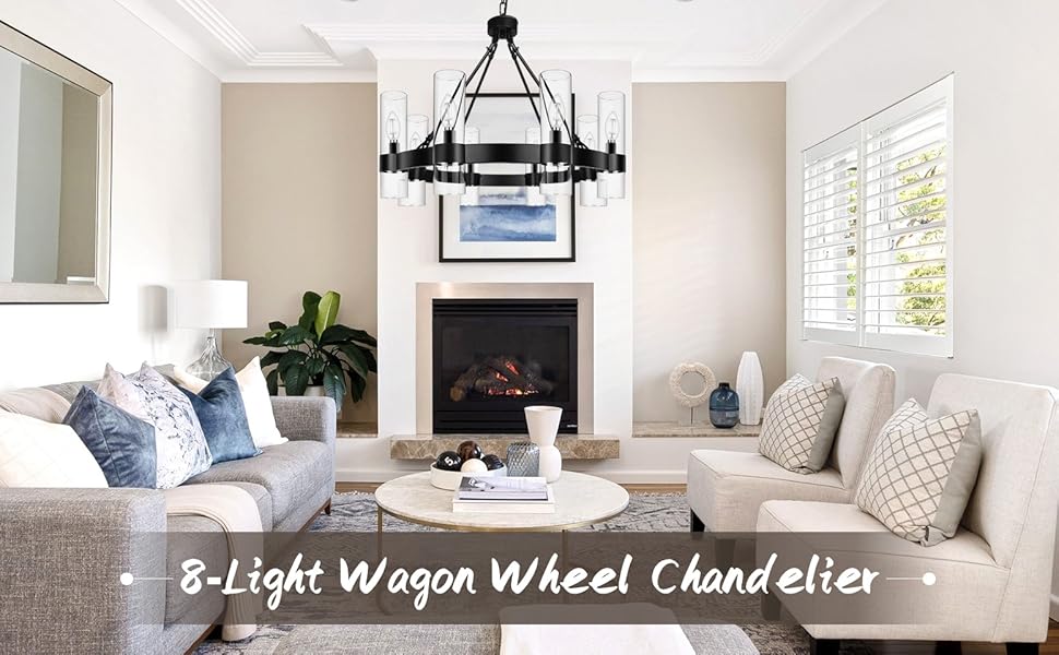 8 light wagon wheel chandelier