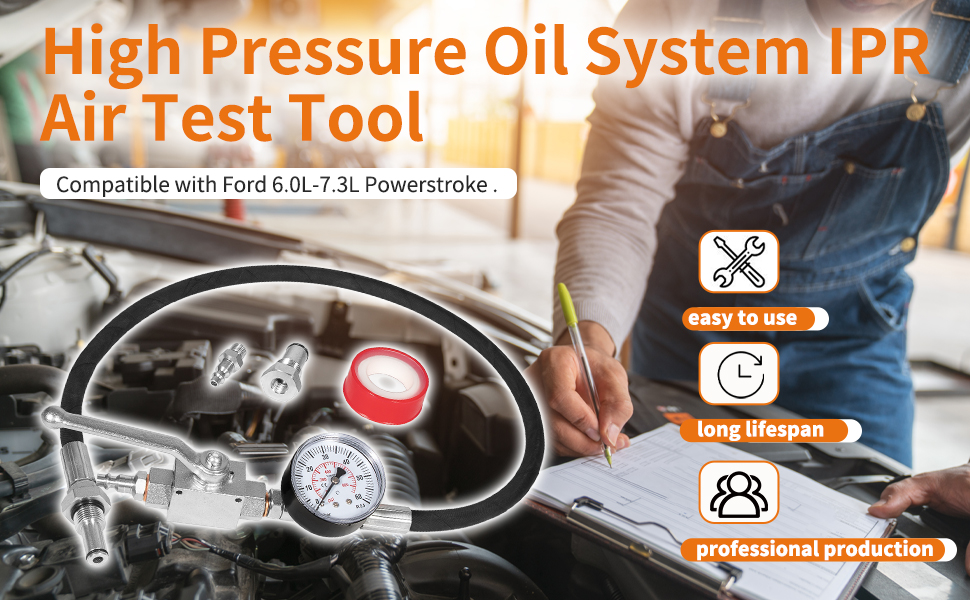 johntruck High Pressure Oil System IPR Air Test Fitting Tool Kit Oil Leak Tester