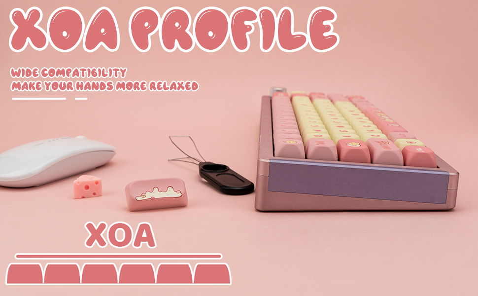 a-cya♡ Amazon.com: GEKUCAP PBT Cute Pink Yellow Keycaps 136 Keys