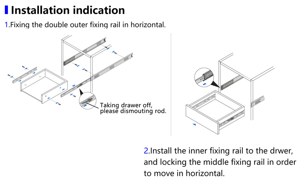 SHUHANG Push to Open Drawer Slides 14 16 18 20 22 24 Inch 100lb Load Capacity Side Mount Press