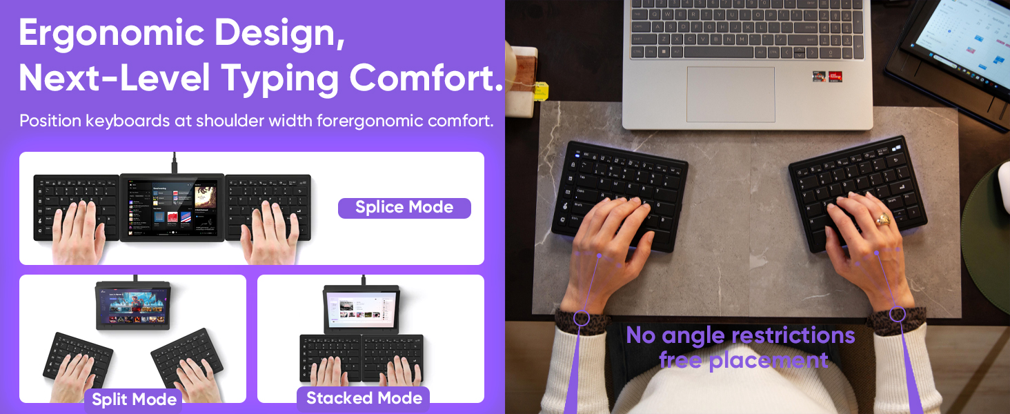 foldable bluetooth keyboard with ergonomic design