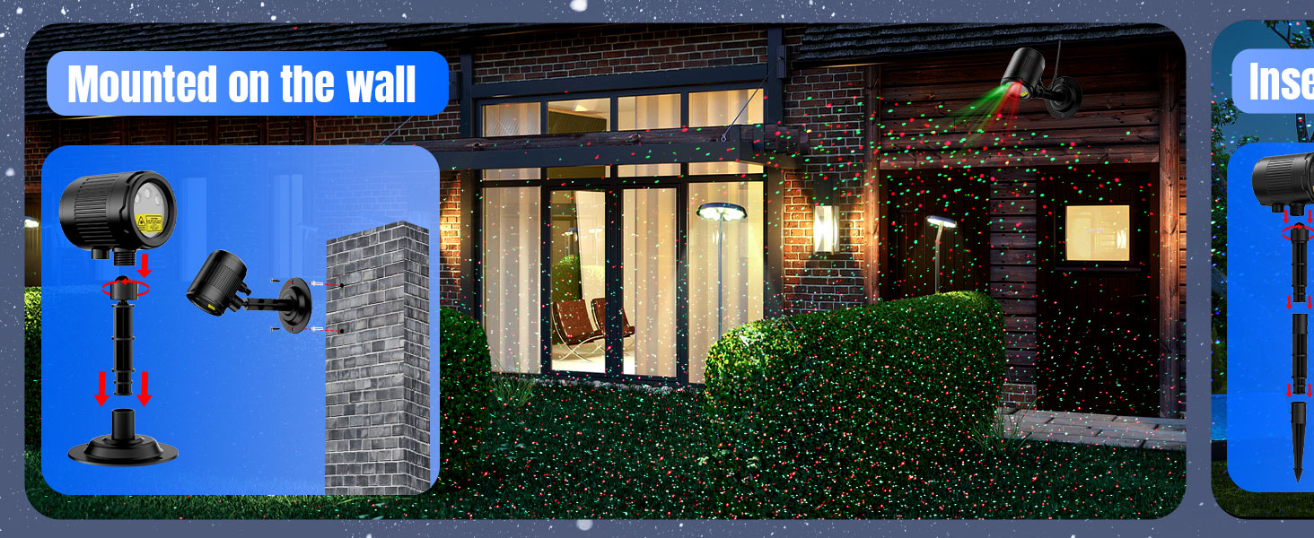 Mini Christmas Laser Lights Outdoor Projector, 3 Color