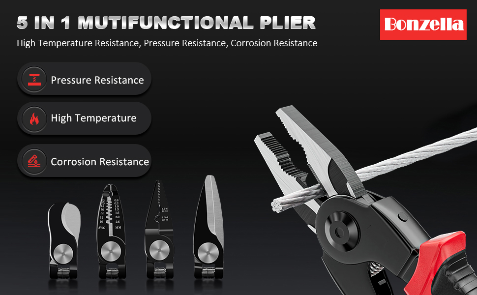 5 in 1 multifunctional Pliers Tool Kit With 5 Interchangeable Heads