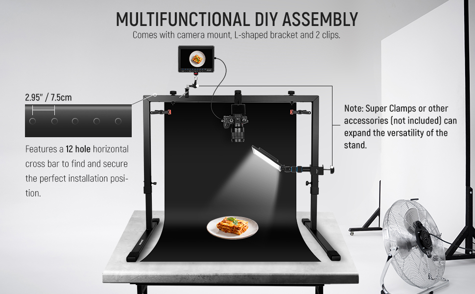 NEEWER Overhead Camera Mount Rig for Top Down Shots, Heavy Duty Steel Tabletop Mount Stand Multi