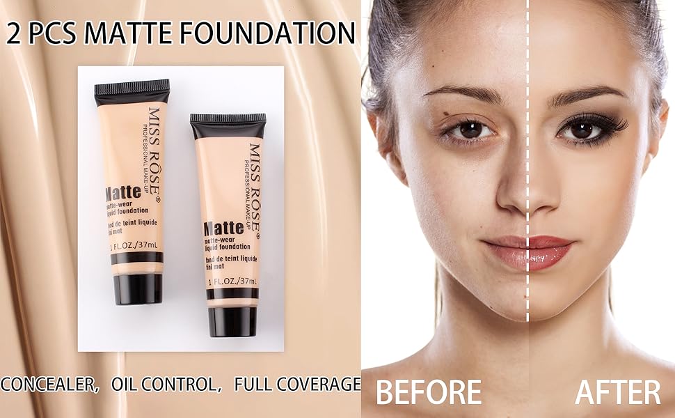 2 Pcs Matte Oil Free Concealer Makeup Foundation Cream