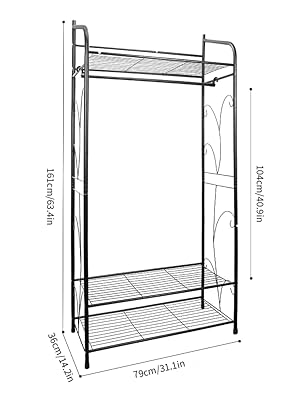 Stand Appendiabiti Da Terra Porta Abiti In Metallo Armadio Aperto Con Ripiani Appendiabiti Vintage Metallico Porta Abiti Da Camera Ingresso 13 Armadio Guardaroba Appendiabiti con Ripiani